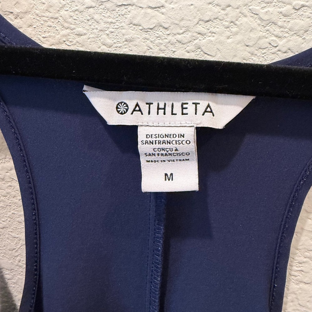 Athleta Navy Blue High Low Racerback Midi Dress with Pockets Medium - Picture 3 of 5